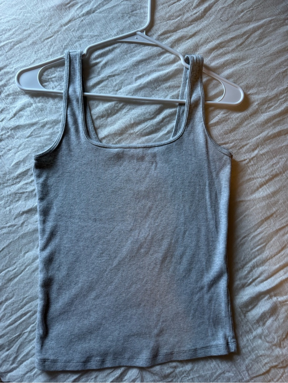Abercrombie & Fitch Ribbed Square-Neck Tank - Light grey